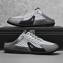 2026 Summer New Style Closed-Toe Half-Slip Men's Shoes with Breathable Mesh Slip-On Design, Fashionable and Breathable Loafers