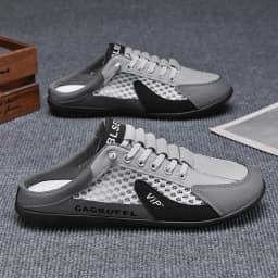 2026 Summer New Style Closed-Toe Half-Slip Men's Shoes with Breathable Mesh Slip-On Design, Fashionable and Breathable Loafers