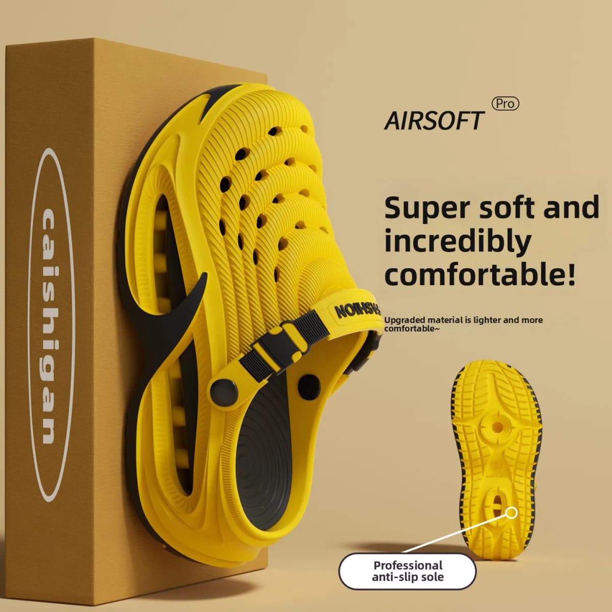 Removable insoles, bag head, cool slippers, men's summer hot sale, wearing EVA deodorant thick-soled beach hole shoes, men