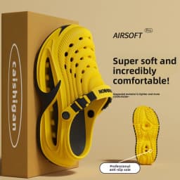Removable insoles, bag head, cool slippers, men's summer hot sale, wearing EVA deodorant thick-soled beach hole shoes, men