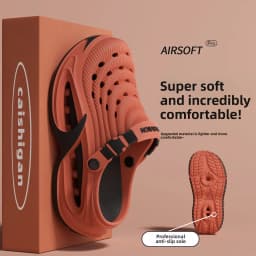 Removable insoles, bag head, cool slippers, men's summer hot sale, wearing EVA deodorant thick-soled beach hole shoes, men