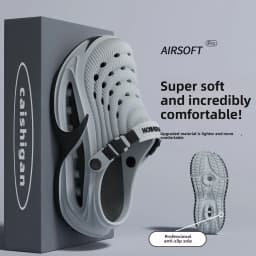 Removable insoles, bag head, cool slippers, men's summer hot sale, wearing EVA deodorant thick-soled beach hole shoes, men