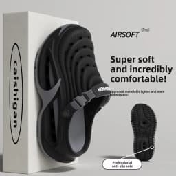 Removable insoles, bag head, cool slippers, men's summer hot sale, wearing EVA deodorant thick-soled beach hole shoes, men