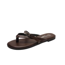 2026 New Fashion Casual Slip-On Flat Bottom Sandals with Lock Buckle for Beach Vacation Women Breathable Comfortable PU Leather