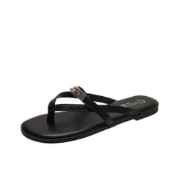 2026 New Fashion Casual Slip-On Flat Bottom Sandals with Lock Buckle for Beach Vacation Women Breathable Comfortable PU Leather