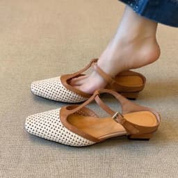 Women Mid Heels Slippers Fashion Square Toe Mules Shoes Heeled Sandals  Slingback Flip Flops New Pumps Dress Mujer Zapatos