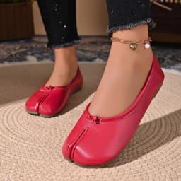 Women Cozy Leather Flats Split Hoof Toe Loafers Femme Mary Jeans Mocasines Ladies Ballerina Shoe