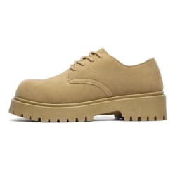 Men's 2026 Chunky Derby Work Boots Retro Lace-Up Suede Shoes with Thick Sole Breathable Low-Top Industrial Casual Footwear