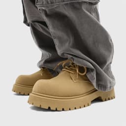 Men's 2026 Chunky Derby Work Boots Retro Lace-Up Suede Shoes with Thick Sole Breathable Low-Top Industrial Casual Footwear