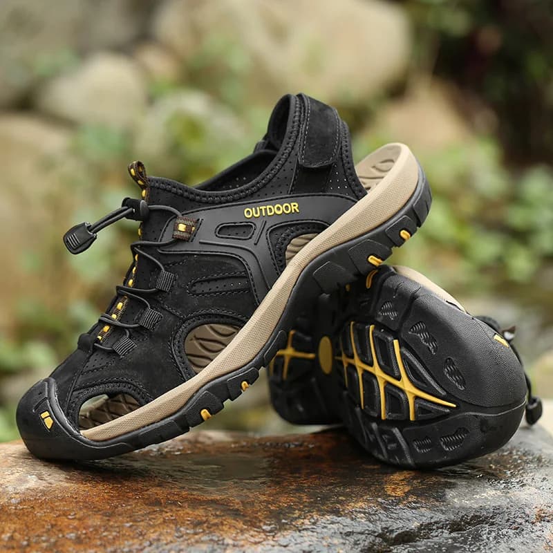 Large Size Men's Summer Non-Slip Beach Sandals Handmade Genuine Leather Outdoor Fashion Sneakers
