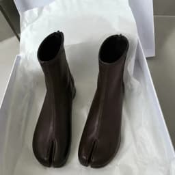 Women Split Toe ShoesPU Leather Tabi Boots Fashion Round Chunky High Heel Ankle Boots For Ladies Autumn Winter