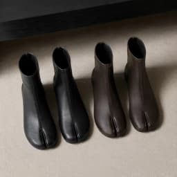 Women Split Toe ShoesPU Leather Tabi Boots Fashion Round Chunky High Heel Ankle Boots For Ladies Autumn Winter