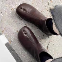 Women Split Toe ShoesPU Leather Tabi Boots Fashion Round Chunky High Heel Ankle Boots For Ladies Autumn Winter