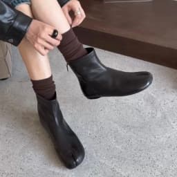 Women Split Toe ShoesPU Leather Tabi Boots Fashion Round Chunky High Heel Ankle Boots For Ladies Autumn Winter