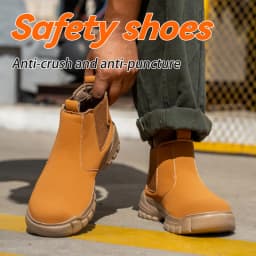 Waterproof Leather Men Shoes Non-slip Indestructible Protection Boots Men's Lightweight Safety Work Shoes Indestructible