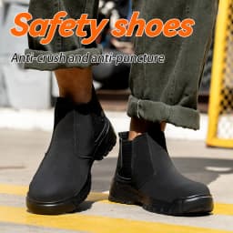 Waterproof Leather Men Shoes Non-slip Indestructible Protection Boots Men's Lightweight Safety Work Shoes Indestructible