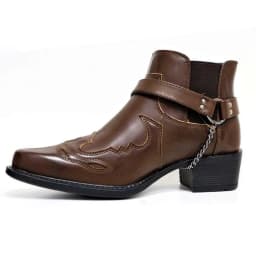 Luxury Mens Boots Fashion Pointed Toe Ankle Boot Quality High Top Leather Boot Chain Buckle Strap Design Men Boots Cowboy Boots