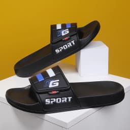 New Mens Slippers Velcro Strap Slipper Lightweight Slide Summer Beach Shoe Soft Mules Slide Flip Men Big Size Sandal Casual Clog