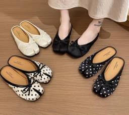 Fashion Butterfly-knot Split Toe Slippers Women Tabi Ninja Ballet Flats Comfortable Walking Loafers Ladies All-match Mules Shoes