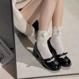 Spring/autumn Mid Heel Mary Janes Square Toe Square Heel 2025 Hot Sale Ladies Shoes New Solid Butterfly-knot Fashion Pumps