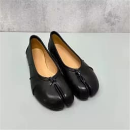 Size 35-43 Split Toe Women Ballet Flats Tabi Shoes Casual Slip-on Loafers Ladies Pleated Leather Espadrilles Zapatillas Mujer