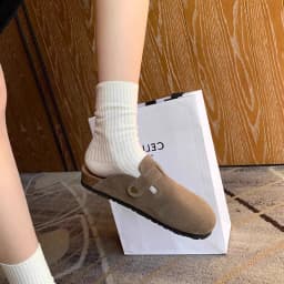 New Retro Fashion Women's Shoes Solid Color Soft Soled Slingback Shoes Round Toe Thick-Soled Suede Clogs Sandals Outdoor Beach