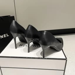 Black High Heels Women Slim Heels Large Size Spring and Summer New All-in-one Pointed Work Career Single Shoes Zapatos De Mujer