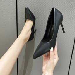 Black High Heels Women Slim Heels Large Size Spring and Summer New All-in-one Pointed Work Career Single Shoes Zapatos De Mujer