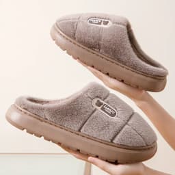 Big Size 50 51 Winter Slippers Men Thick Sole Indoor Home Warm Couples Shoes Non-Slip Flat Platform Cotton Slipper