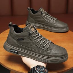 British Leather Men's Casual Shoes Breathable Trendy Handmade Shoes Platform Breathable Shoes Male Walking Shoes Men Black Shoes
