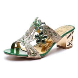 2024 New Hot Glitter Mesh Women Sandals Summer Fashion Outdoor Peep Toe Casual Beach Slippers Thick Heel Slip on Women Sandals