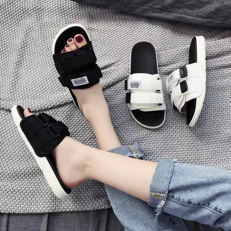 Summer Outdoor Men Slippers Fashion Hook&Loop Canvas Casual Couple Shoes Slip-on Beach Slippers Sandals Women Shoes Flip Flops