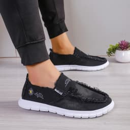 Women's Slip-On Canvas Shoes, Daisy Embroidered Casual Loafers, Comfortable Lightweight Walking Shoes for Daily Wear