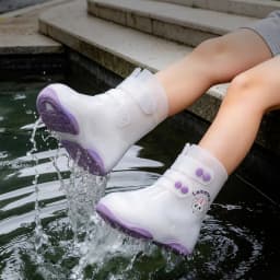 Kids Rain Shoe Covers Reusable Overshoes for Rainy Days Non-Slip PVC Waterproof Boot Galoshes for Boys and Girls