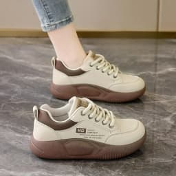 Girls' White Shoes Students' Thick Soled Height Increasing Outdoor Wear Sports Shoes Women' Clothing Matching Casual Board Shoes