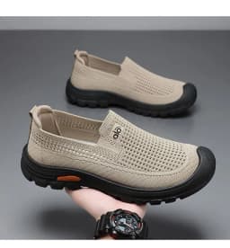 Mens Summer Breathable Mesh Slip-on Walking Shoes Lightweight Comfortable Casual Anti-slip Rubber Sole Dad Shoes Wide Sneakers