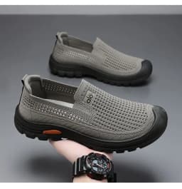 Mens Summer Breathable Mesh Slip-on Walking Shoes Lightweight Comfortable Casual Anti-slip Rubber Sole Dad Shoes Wide Sneakers