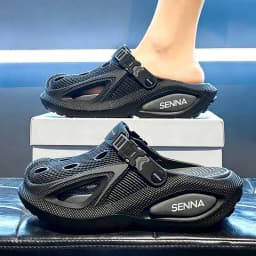 Men's Summer Hollow-out Clogs Breathable Slip-on Sandals Casual Lightweight Non-slip Soft Sole Fashion Vacation Beach