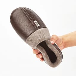 Winter men's slippers with PU upper waterproof and cold resistant TPR sole warm memory cotton non slip soft pad indoor shoes
