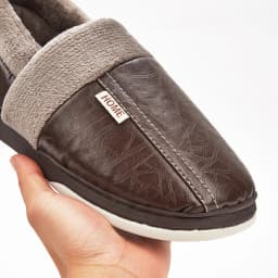 Winter men's slippers with PU upper waterproof and cold resistant TPR sole warm memory cotton non slip soft pad indoor shoes