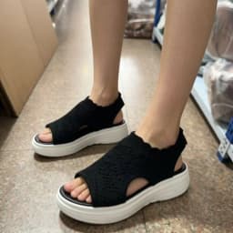 Women’s 2026 Summer Collection: Slip-on Mesh Peep-toe Knit-Weave Openwork Chunky-Soled Sports Sandals