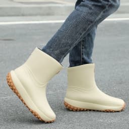 Men's Workwear Style Anti-Slip Waterproof Rubber Boots High-Quality Flat Bottomed for Outdoor Work Commuting Fishing Kitchen Rai