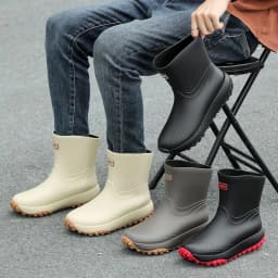 Men's Workwear Style Anti-Slip Waterproof Rubber Boots High-Quality Flat Bottomed for Outdoor Work Commuting Fishing Kitchen Rai
