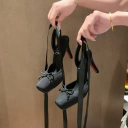 Red High-heeled Shoes, Women's Head-wrap with Pleated Bow, Ankle Strap Sandals, Ballet-style Cross-buckle Wedding Shoes