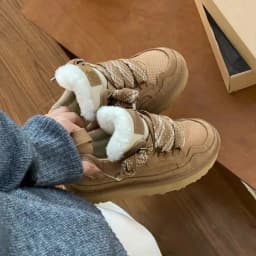 2026 Winter New Style Lace-up Anti-slip Warm Cotton Shoes for Slimming - Snow Boots