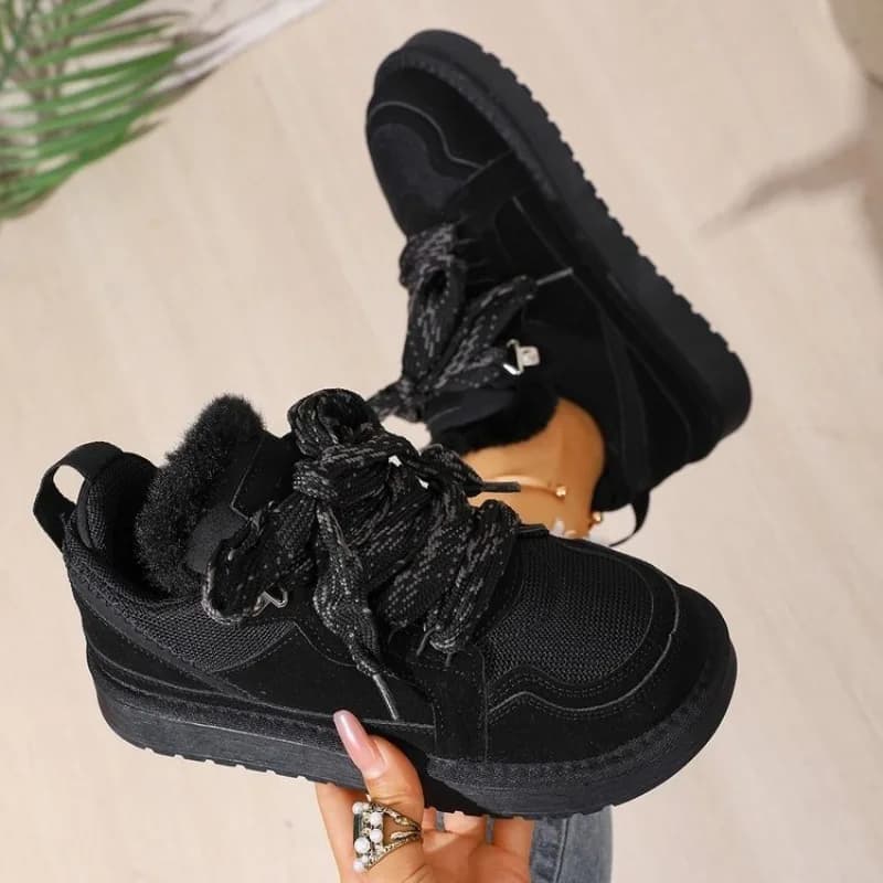 2026 Winter New Style Lace-up Anti-slip Warm Cotton Shoes for Slimming - Snow Boots