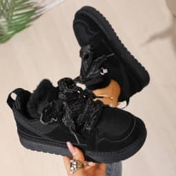 2026 Winter New Style Lace-up Anti-slip Warm Cotton Shoes for Slimming - Snow Boots