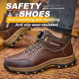 Rotary Button New Safety Shoes Men Work Shoes Indestructible Steel Toe Sneakers Waterproof Construction Shoes Wear Resistant