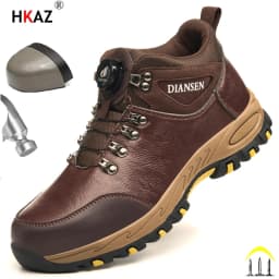 Rotary Button New Safety Shoes Men Work Shoes Indestructible Steel Toe Sneakers Waterproof Construction Shoes Wear Resistant