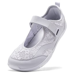 HOBIBEAR Women Barefoot Ballet Flats Hook-Loop Wide Toe Box Shoes Mesh Floral Weave Mary Jane Shoes